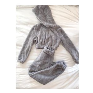 Teddy Crop Hoody & Joggers Set